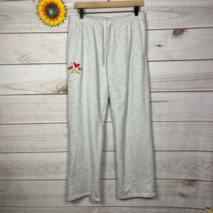 Starfit Womens Gray I Love NYC Embroidered Wide Leg Sweatpants Size L